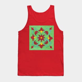 Flower Abstract - Green and Red Tank Top